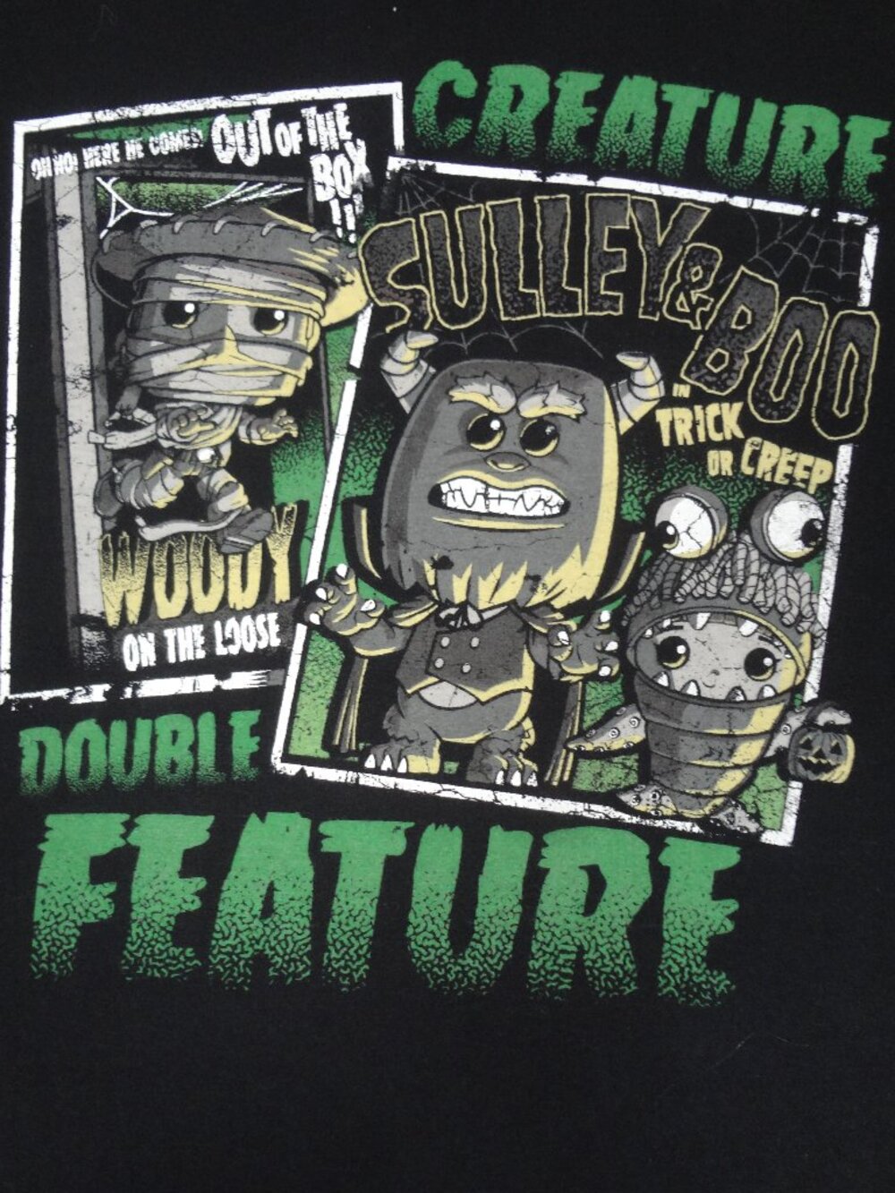 NWOT DISNEY PIXAR TOY STORY MONSTERS INC DOUBLE CREATURE BLACK LARGE SHIRT L957